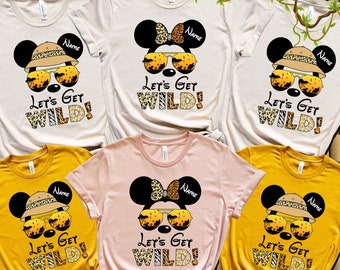 Camisetas personalizadas con nombre de safari, camisetas familiares "Let's Get Wild", camisetas familiares personalizadas, camisetas de safari de Disney, camiseta de safari de viaje a Disney, Hakuna Matata