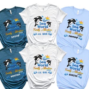 Sea World Family Adventure 2025 Matching Shirt, Family Sea World Trip, Sea World Adventure, Custom Family Name Shirt, Family Name Trip Shirt