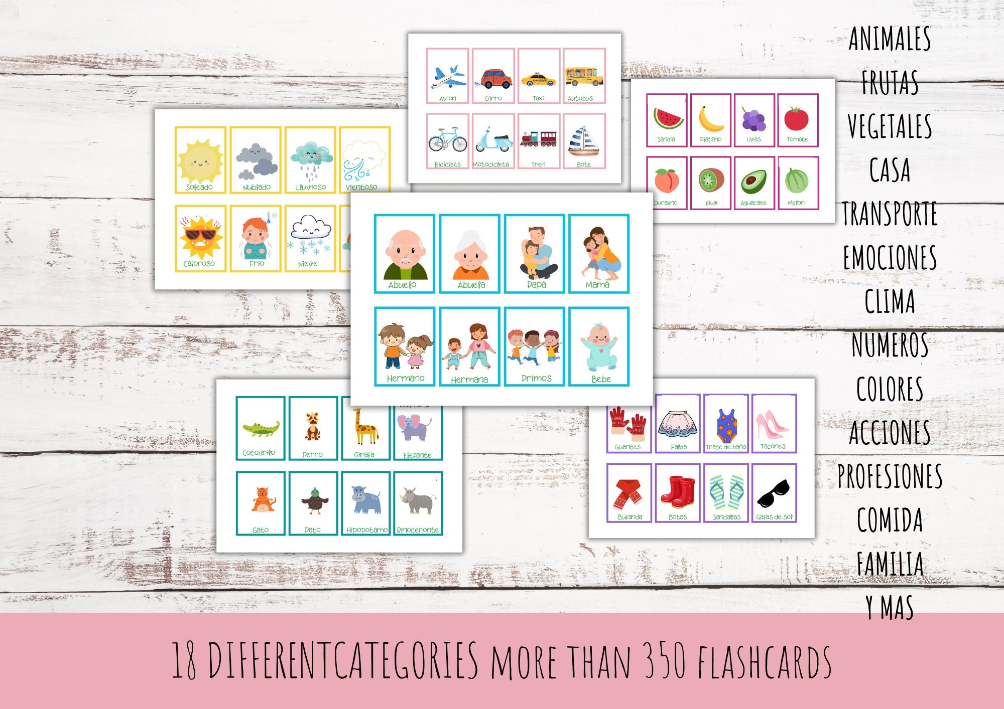 Spanish Flashcards for Kids - 18 Entertaining Categories - Printable ...