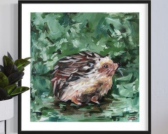 Hedgehog Print | Wildlife Art | Original Acrylic Painting | Local Canadian Artist| Archival Giclee Print