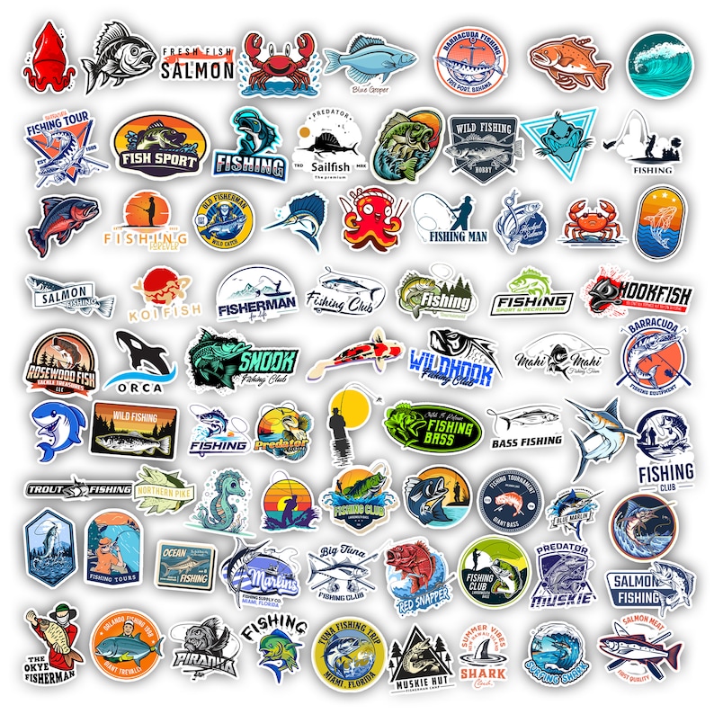 75pc Fishing Stickers Fish Vinyls Fish Sport Decals Sticker Bomb Street