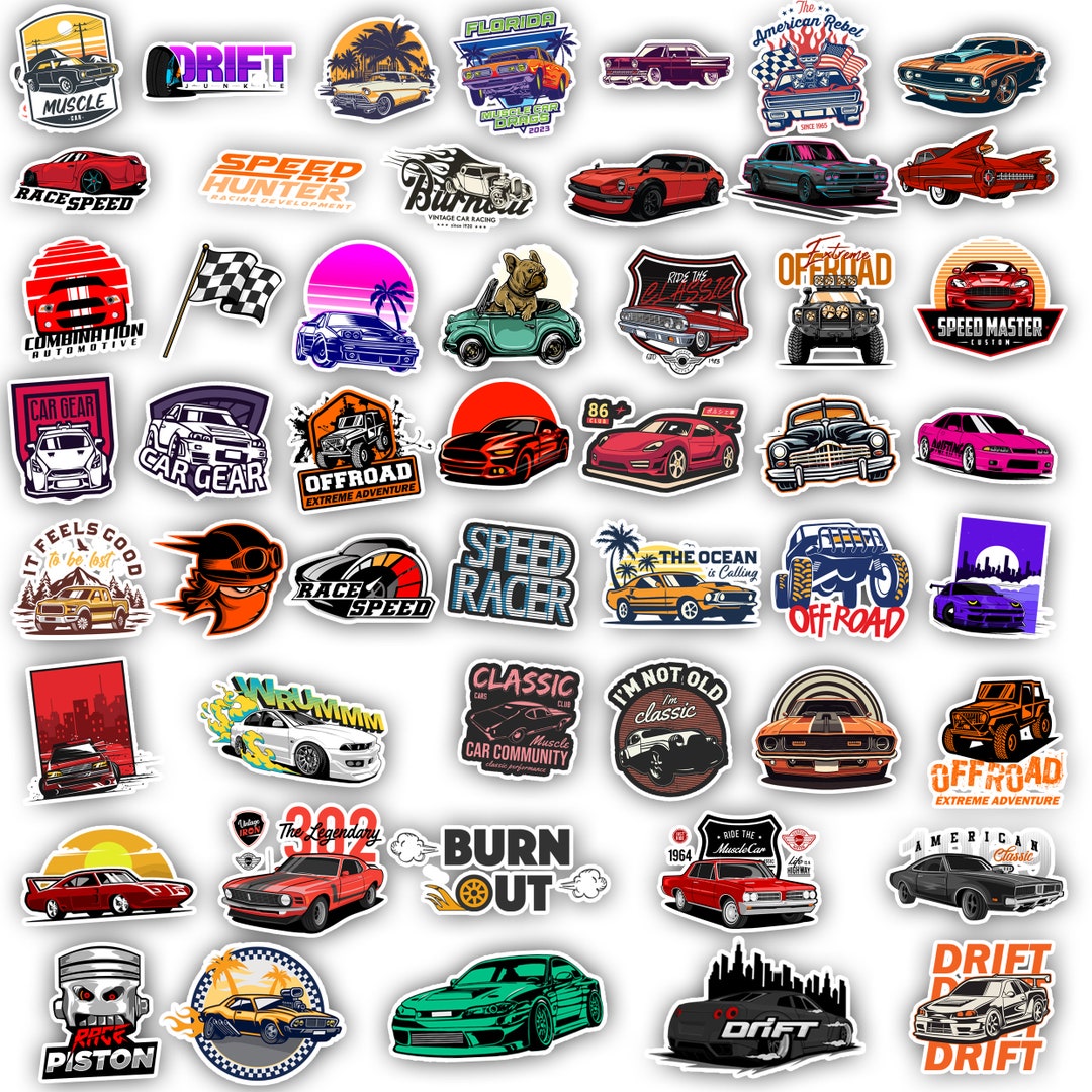 50pc Car Stickers Racing Vinyls Racer Decals Sticker Bomb Sports Car