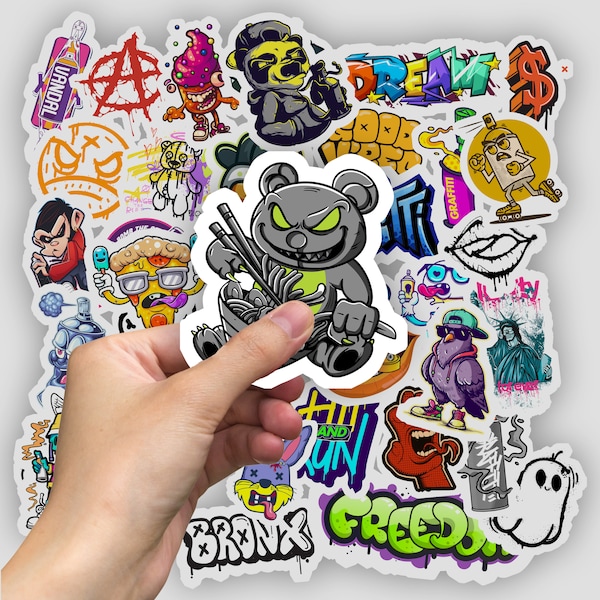 50Pc Graffiti Sticker Large Stickers For Phone, Laptop, Notebook | Street Art Stickers | Retro Stickers | Cool Vinyls |  Trippy Decal