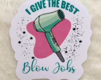 thumbnail interactive-video image 1 of "BLOW ME" Blow Dryer Vinyl Decal Sticker – Fun Hair Salon Decor For Car, Wall, Laptop 1 of 4