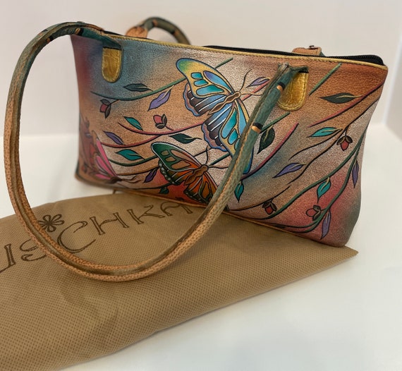 Anushka purse Crossbody Bird With Flower Hand Painted Leather | eBay