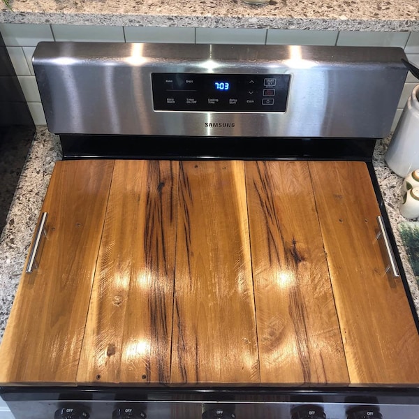 Pallet Noodle Board, Stovetop Cover, Range Cover, Stovetop Cutting Board, Wood Cover for Gas, Cover for Electric Range, Wooden Stove Top