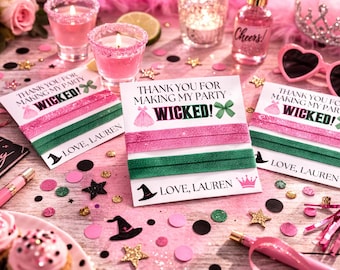 Wicked Good Time Hair Tie Party Favors | Pink and Green Birthday Favors | Wizard Theme Party | Personalized Thank You Gifts | For Good