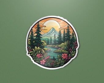 Naklejka PNW Nature (3"), matowy winyl wycinany, naklejka na butelkę z wodą i laptopa