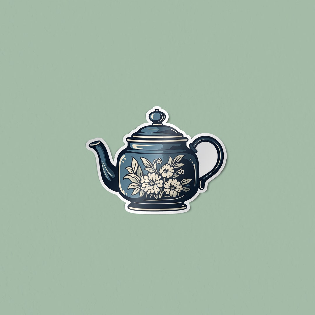 Tea Kettle Sticker Vintage Tea Kettle Sticker, Vinyl Laptop Sticker, Vinyl Water Bottle ...