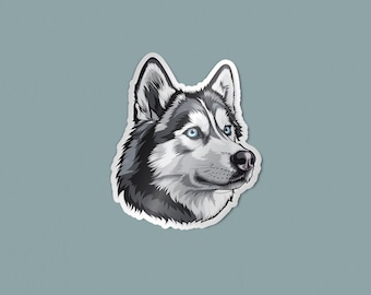 Naklejka z syberyjskim husky (3"), matowy winyl wycinany, naklejka na butelkę z wodą i laptopa