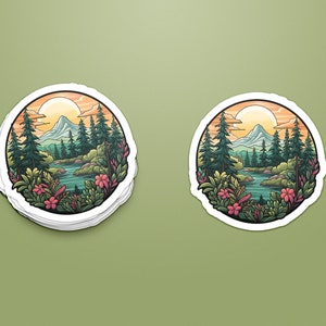 PNW Nature Sticker, Vinyl Laptop Sticker, Vinyl Water Bottle Sticker