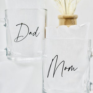 Mom and dad glass coffee mug new mom gift expecting parents gift box clear mug new parent gift set mom and dad baby shower gift for couple
