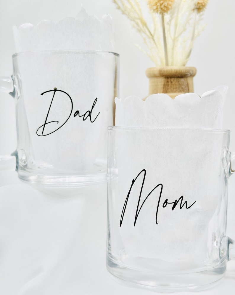 Mom and dad glass coffee mug new mom gift expecting parents gift box clear mug new parent gift set mom and dad baby shower gift for couple