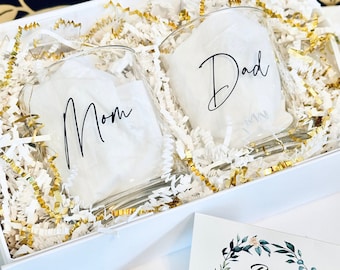 Mom and dad glass coffee mug new mom gift expecting parents gift box clear mug new parent gift set mom and dad baby shower gift for couple