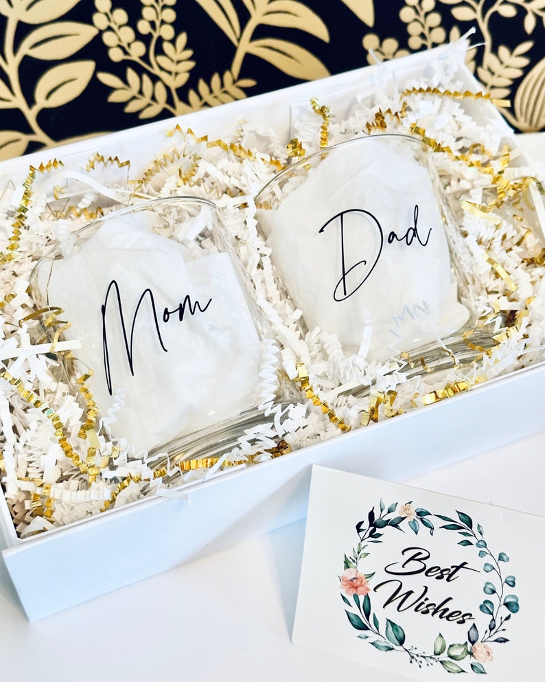 Mom and dad glass coffee mug new mom gift expecting parents gift box clear mug new parent gift set mom and dad baby shower gift for couple