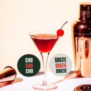 Retro italian coaster hostess gift for him italian drink coaster set of 4 housewarming gift idea italian saying coaster hostess gift set
