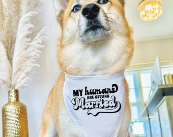 my humans are getting married bandana dog engagement bandana announcement custom wedding date bandana engagement gift couple custom bandana