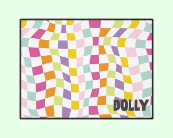 Personalized pet mat gift for dog lover cat bowl mat retro pet accessory gift for dog mom wavy pet mat unique custom gift idea for pet lover