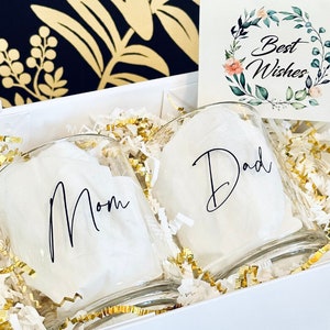 Mom and dad glass coffee mug new mom gift expecting parents gift box clear mug new parent gift set mom and dad baby shower gift for couple