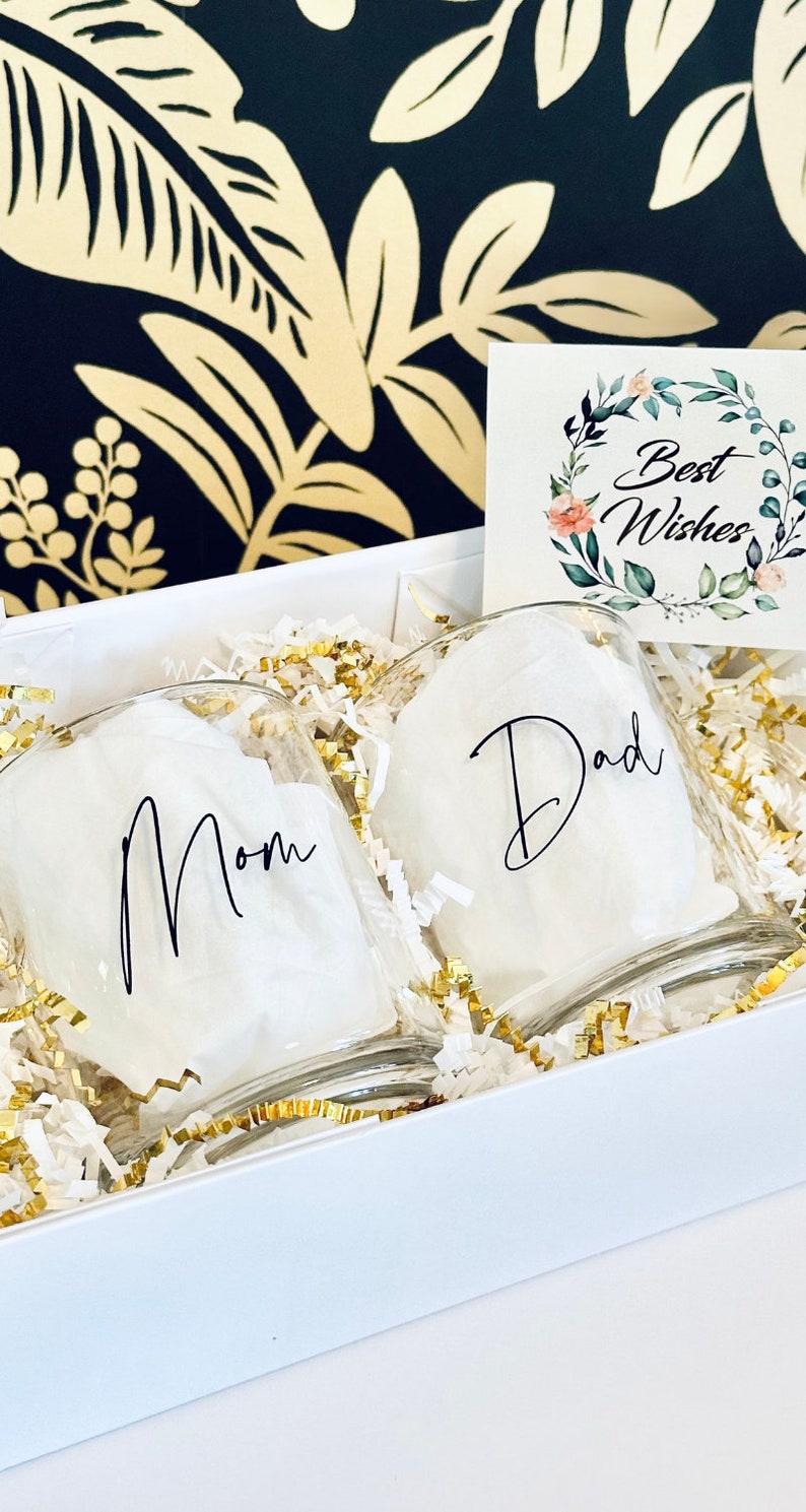 Mom and dad glass coffee mug new mom gift expecting parents gift box clear mug new parent gift set mom and dad baby shower gift for couple