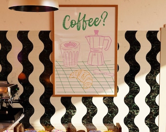 Coffee Shop Wall Art Print Coffee Bar Decor Kitchen Print Digital Download Cafe Wall Art Bundle Line Art Breakfast Club Coffee Poster Print
