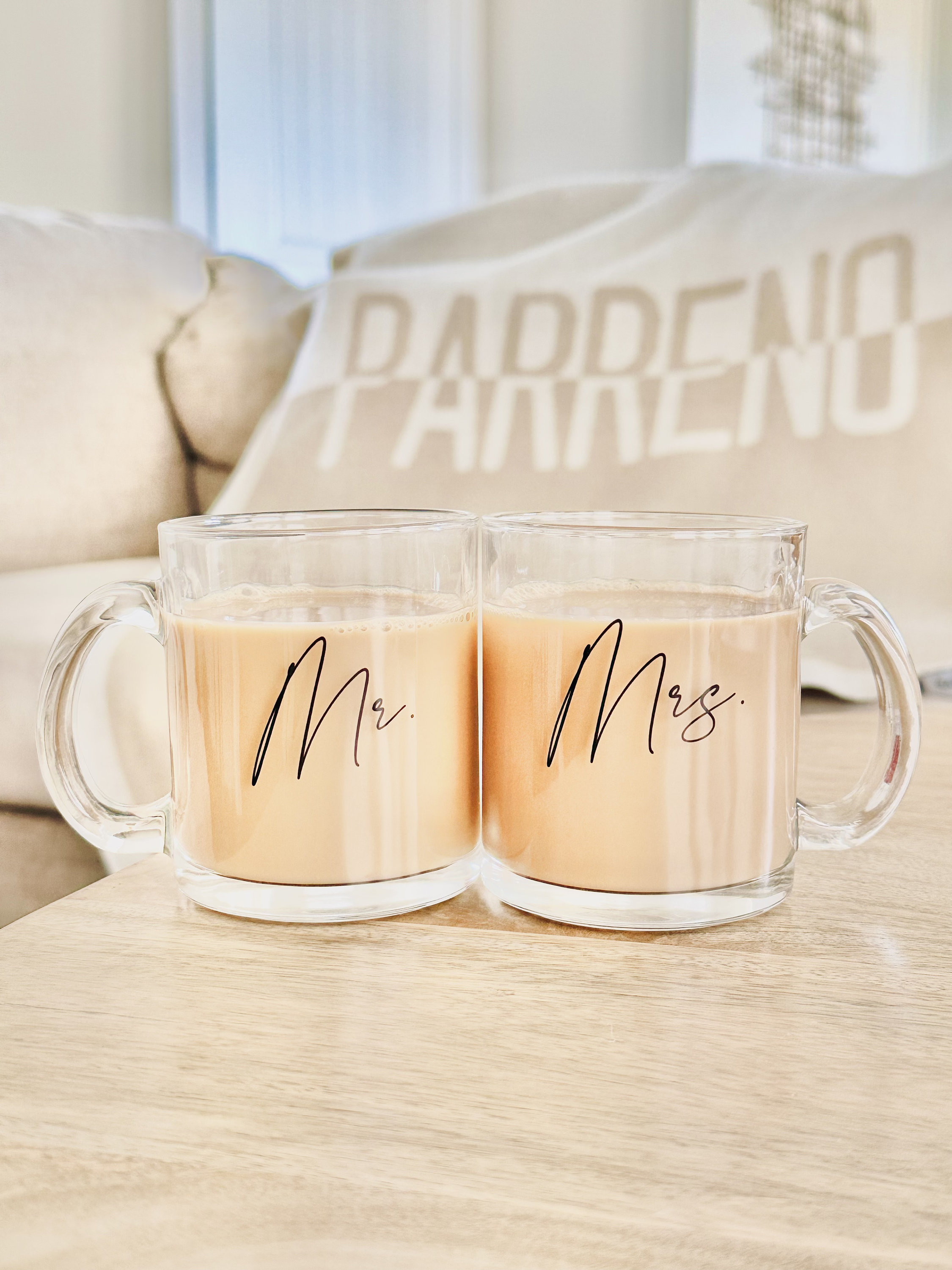 Mr and Mrs Glass Coffee Mug Engagement Gift for Couple Clear Glass ...