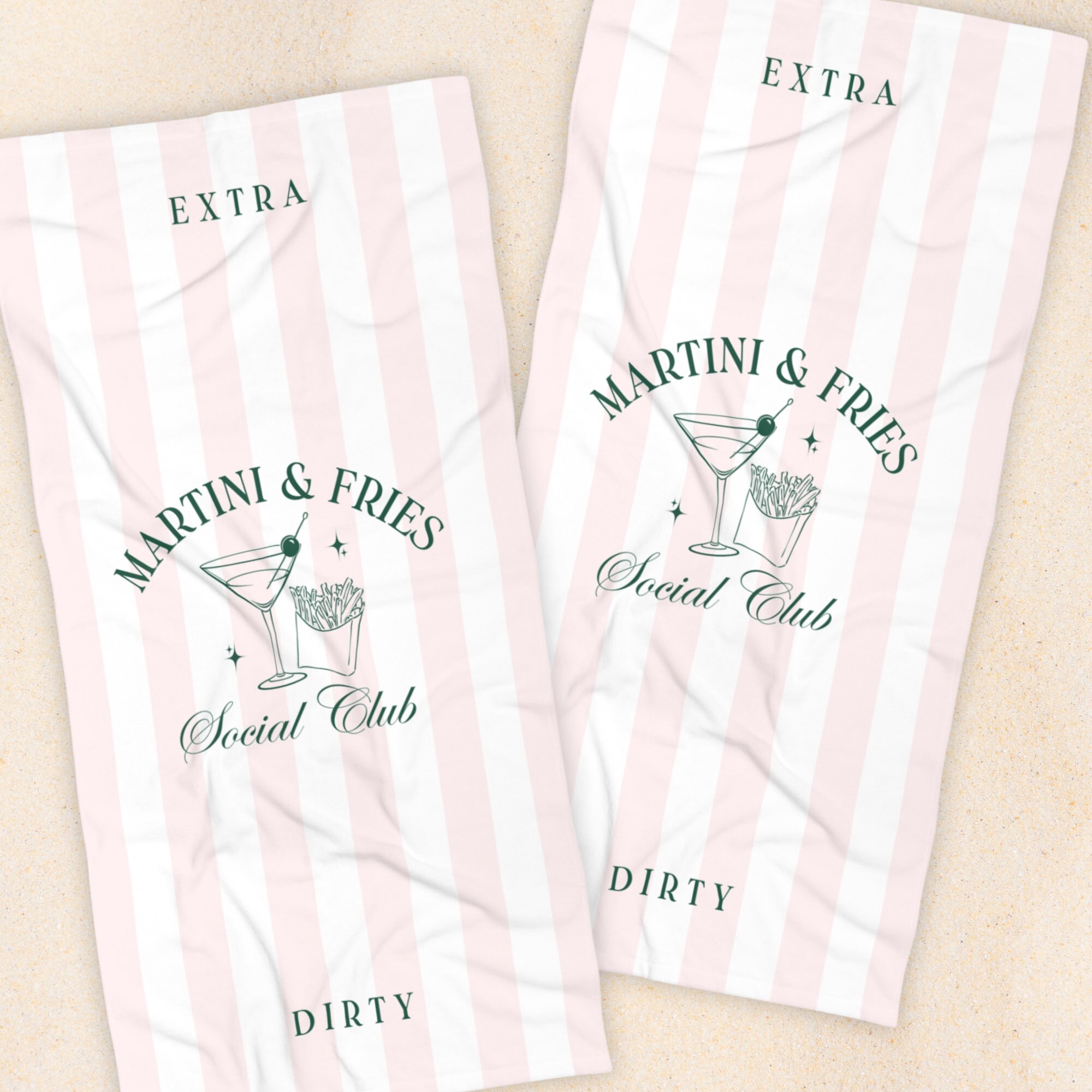 Martini fries beach towel social club bachelorette hat girl dinner theme girls trip martini theme hat girl dinner towel martini club theme