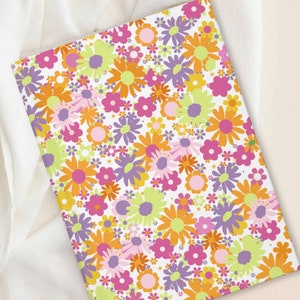 Colorful floral hardcover journal gift for her flower notebook colorful desk accessory retro design hardcover notebook gift for teen floral