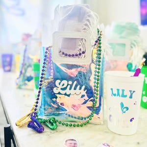 Custom Gift Bag Holographic Tote Personalized Gift Bag Bridesmaid Custom Bachelorette Gift Iridescent Tote Clear Bag Bach Party Favor custom