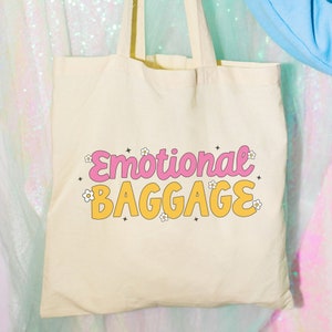 Emotional baggage tote bag funny gift for her tote bag emotional baggage tote quirky gift bag for friend everyday shopping tote humorous