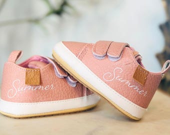 Baby girl gift custom first birthday outfit baby shoes personalized pink shoes newborn gift pink baby shower gift baby girl shoes custom boy