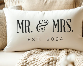 Mr and Mrs personalized pillow engagement gift for couple custom wedding date pillow mr and mrs engagement gift personalized wedding gift