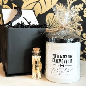 Officiant proposal gift box wedding officiant gift funny candle will you marry us bridal party proposal box wedding officiant gift set idea