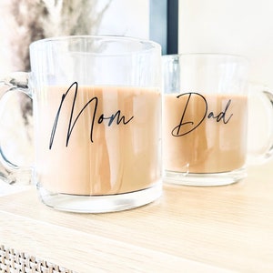 Mom and dad glass coffee mug new mom gift expecting parents gift box clear mug new parent gift set mom and dad baby shower gift for couple