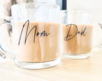 Gift for new parents gift mug set mom and dad gift box baby shower gift expecting parents glass coffee mug new mom gift clear mug new parent