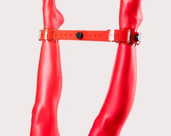 SALE red Ankle cuffs (SIZE XS-M) with segufix magnetic lock and connection strap 70cm, Restraints Set,Kit bondage, Fetish