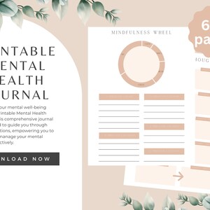 Journal de santé mentale l Planificateur de soins personnels l Suivi du bien-être l Cahier d’exercices sur la santé mentale