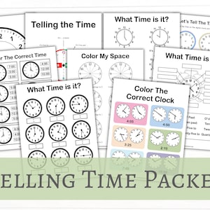 Telling Time Packet l Learn to Tell Time l Clock Activity | Telling Time Printable | Homeschool | Preschool Kindergarten Busy Binder