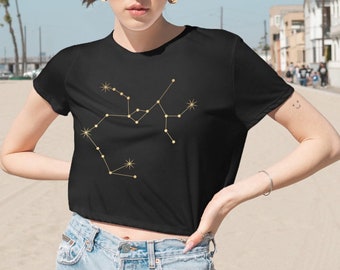 SAGITTARIUS zodiac womens cropped tee, crop top with celestial astrology mystical tank top perfect gift