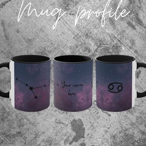 CANCER celestial, personalized mug, astrology mystical zodiac gift white ceramic mug