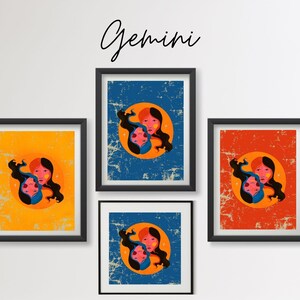 Gemini Zodiac Wall Art, Celestial Astrology Digital Print, Astrology Wall Poster, Horoscope Home Decor, Star Sign Gift