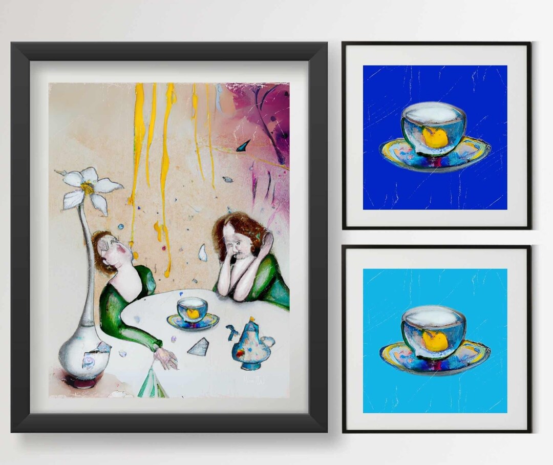 Poster Print, Crying Over a Cup of Tea, Wall Art Decor, Home Office ...