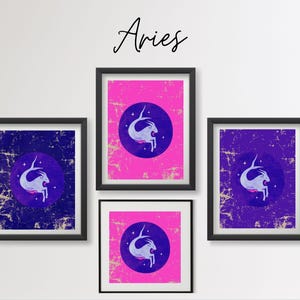 Aries Zodiac Wall Art, Celestial Astrology Digital Print, Astrology Wall Poster, Horoscope Home Decor, Star Sign Gift
