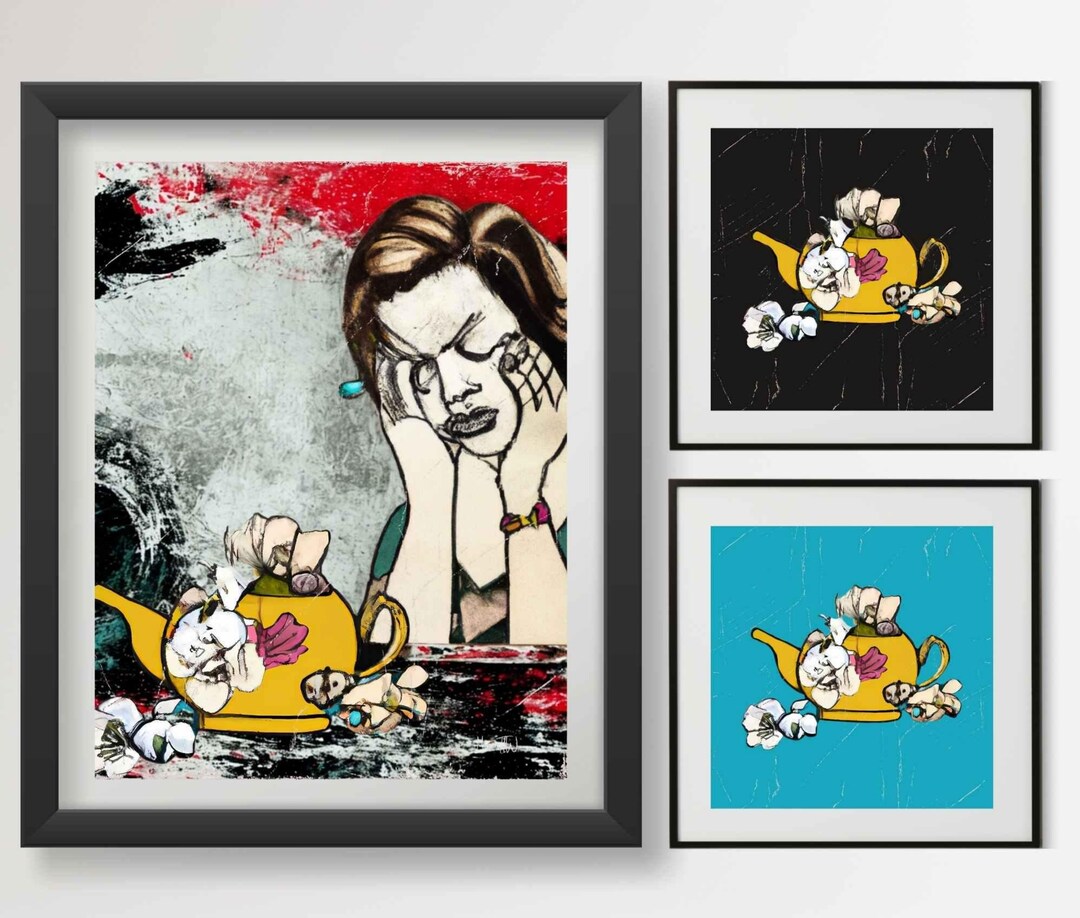 Poster Print, Crying Over a Cup of Tea, Wall Art Decor, Home Office ...