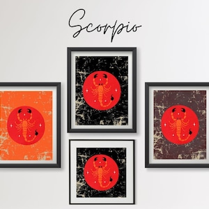 Scorpio Zodiac Wall Art, Celestial Astrology Digital Print, Astrology Wall Poster, Horoscope Home Decor, Star Sign Gift