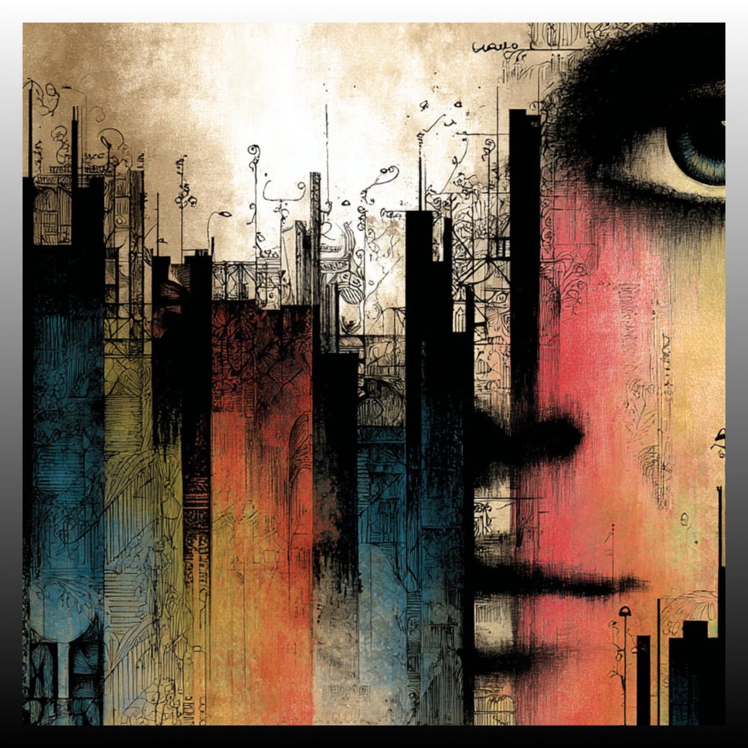 Cubist Computer 4K TV and Computer Art - Ethereal 4K Cityscape Face Art - Abstract ...