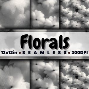 Padrão de flores brancas sem emendas | Fundo digital para POD | Padrão contínuo sem emendas | JPGs de 12 x 12 pol. | Uso comercial | CSPWF08