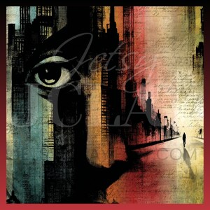 Abstract Face Cityscape Pattern: Commercial Use Clipart (8.5&quot;x11&quot; JPG)