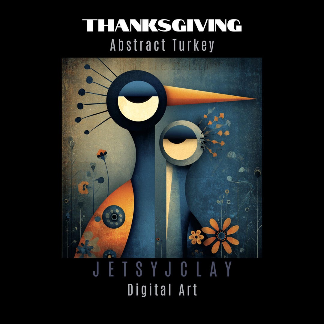 Modern Abstract Turkey Art - 12 Unique Thanksgiving Designs - Etsy