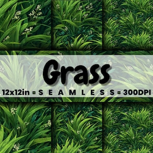 Digitales nahtloses Muster mit grünem Gras - perfekt für Print on Demand | Kontinuierliches Seamless Muster | 12 x 12 in JPGs | Kommerzielle Nutzung | CSPGG01